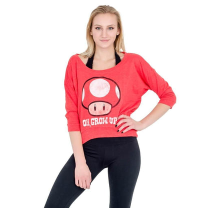 Nintendo Oh, Grow Up Mushroom Heathered Cropped Sweatshirt