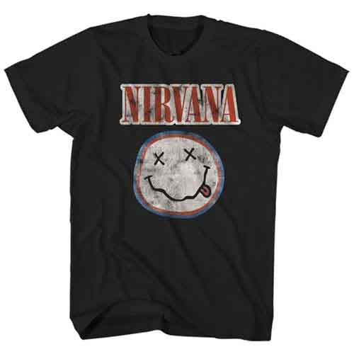 Nirvana Distressed Logo Mens T Shirt Officially Licensed