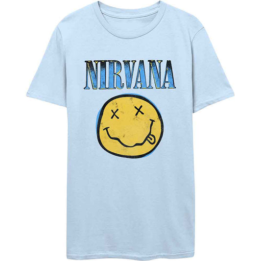 Nirvana Xerox Happy Face Blue [T-Shirt] Officially Licensed