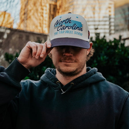 North Carolina Snapback Hat - The Tar Heel (Cream/Navy)