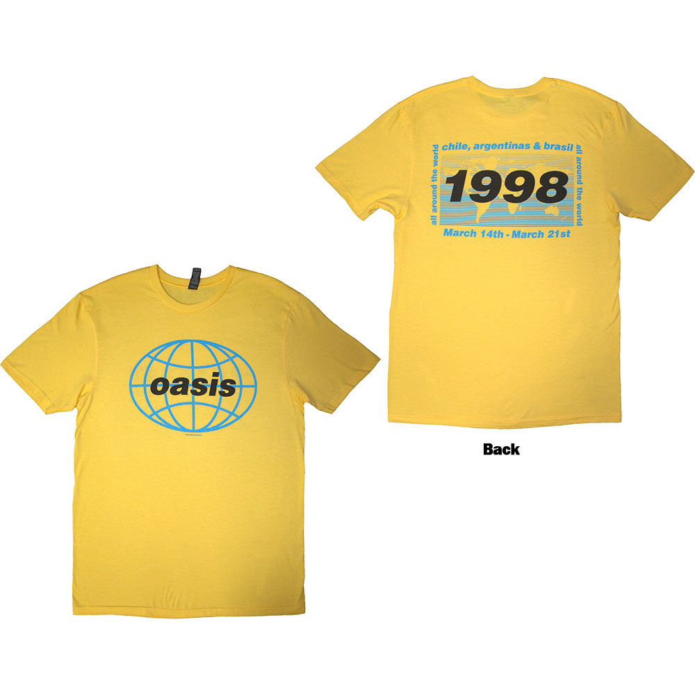 Oasis 1998 World Tour South America Mens T Shirt Yellow