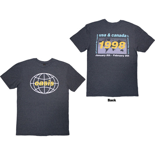 Oasis 1998 World Tour USA/Canada Mens T Shirt Blue