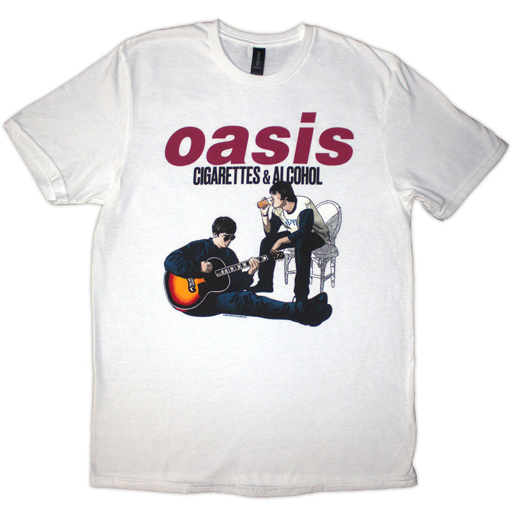 Oasis Cigarettes & Alcohol Illustration Mens T Shirt White