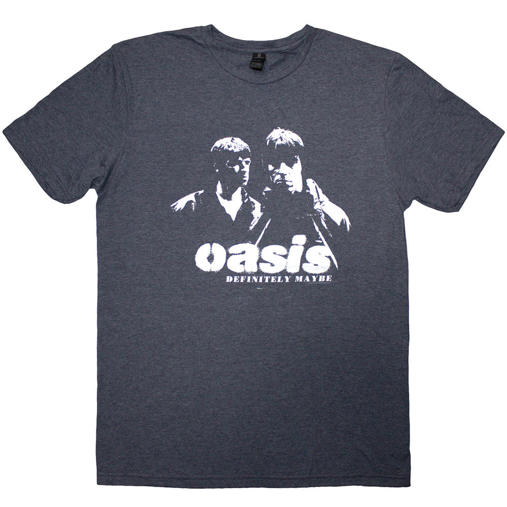 Oasis Definitely Maybe Photo Stencil Mens T Shirt Blue