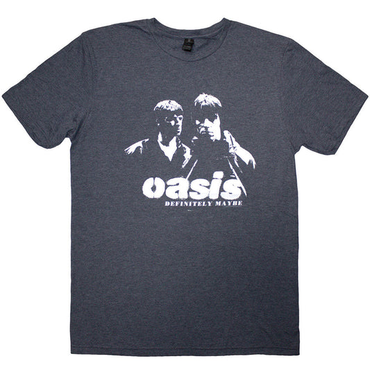 Oasis Definitely Maybe Photo Stencil Mens T Shirt Blue