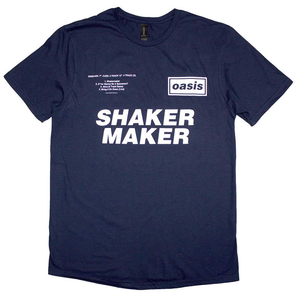 Oasis Shakermaker Tracklisting Mens T Shirt Blue