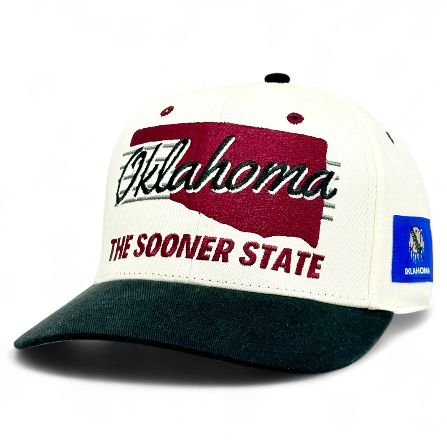 Oklahoma Snapback Hat - The Bozworth (Cream/Black)
