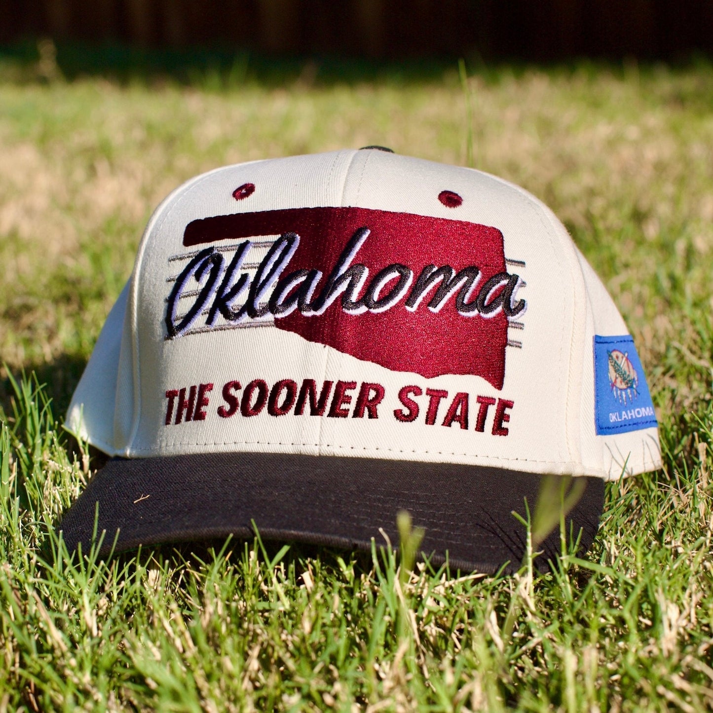 Oklahoma Snapback Hat - The Bozworth (Cream/Black)