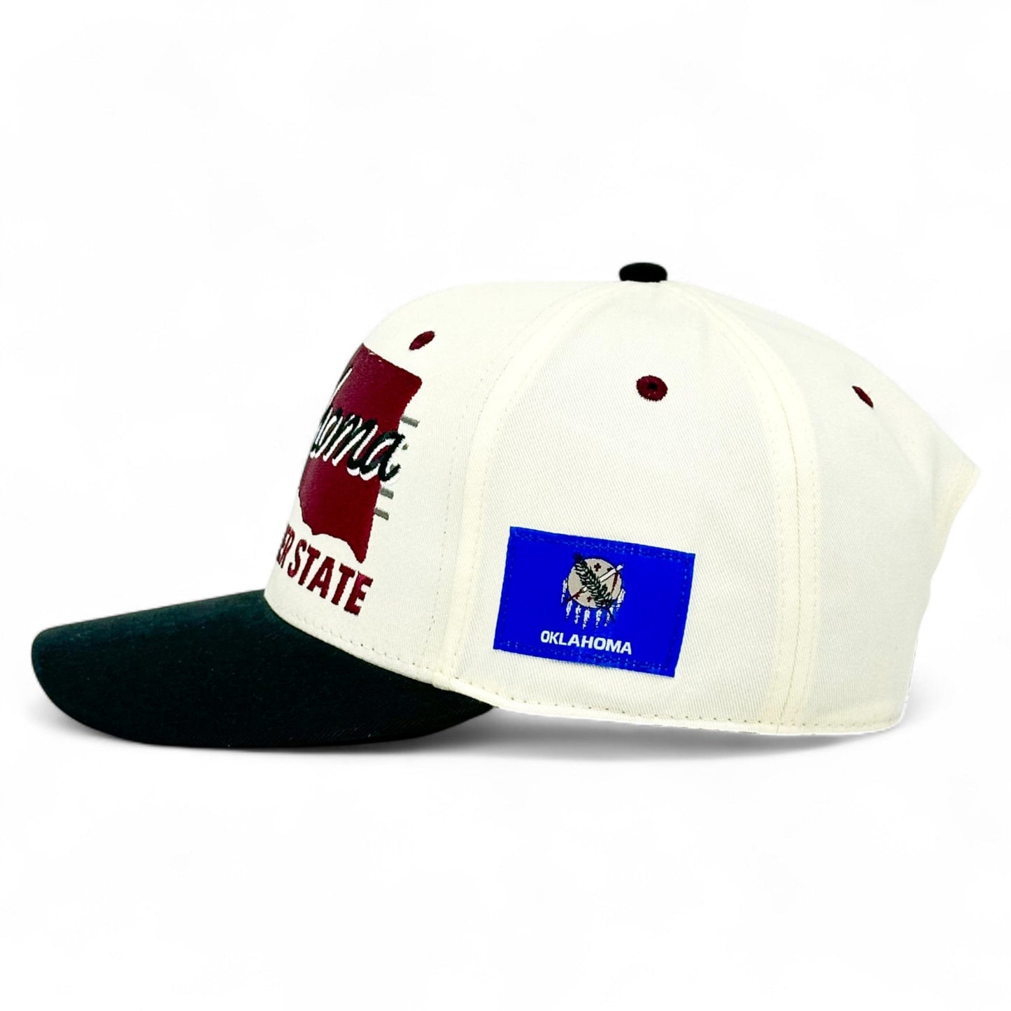 Oklahoma Snapback Hat - The Bozworth (Cream/Black)