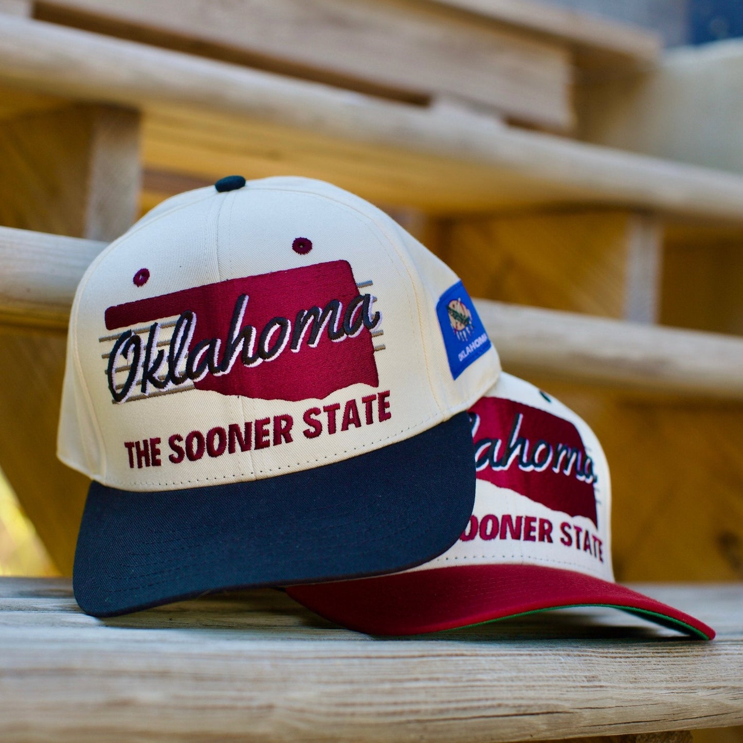 Oklahoma Snapback Hat - The Bozworth (Cream/Black)