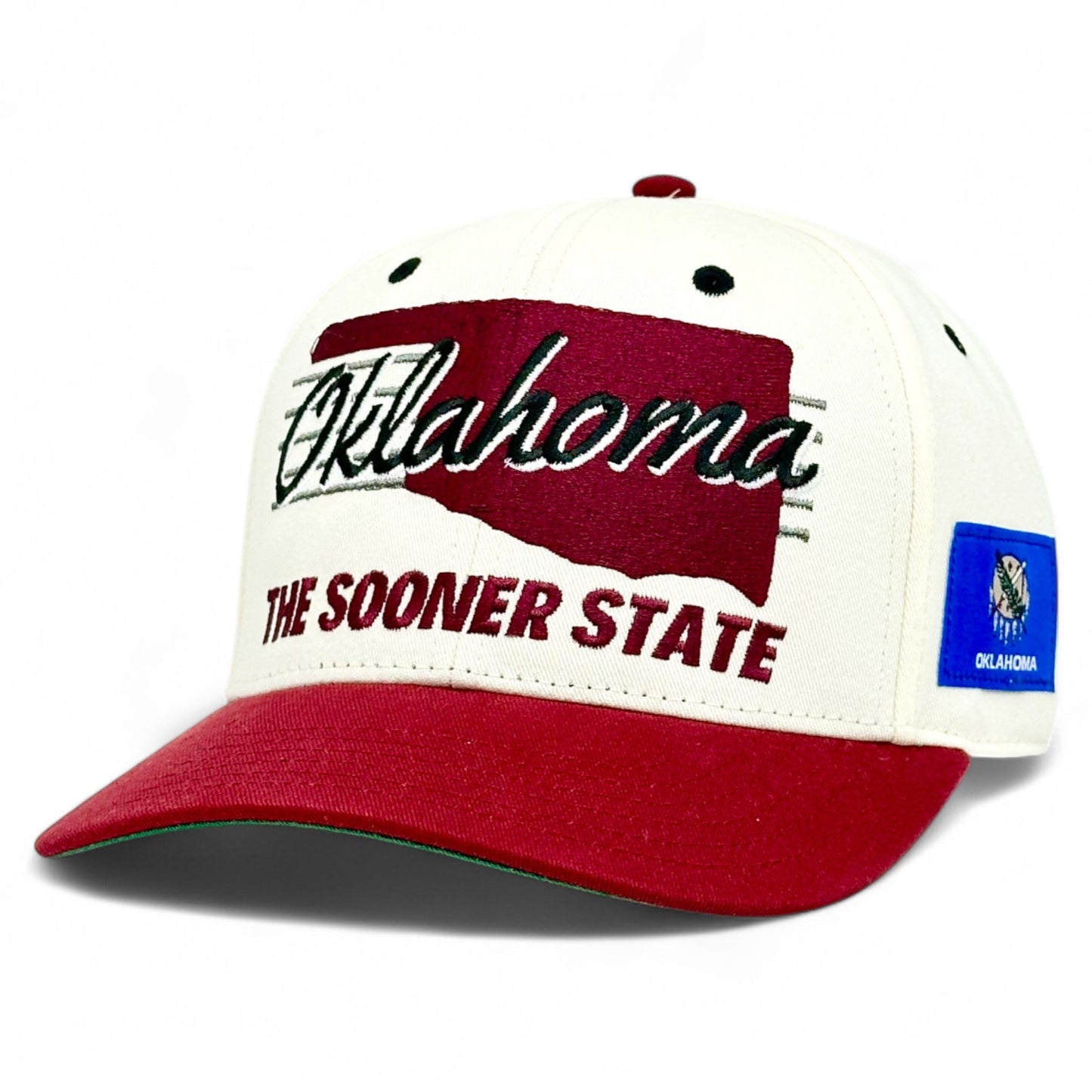 Oklahoma Snapback Hat - The Bozworth (Cream/Crimson)