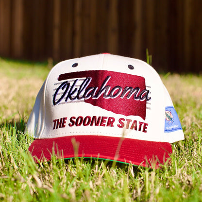 Oklahoma Snapback Hat - The Bozworth (Cream/Crimson)