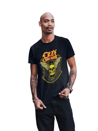 Ozzy Osbourne Bat Skull  Officially Licensed Mens T Shirt Black