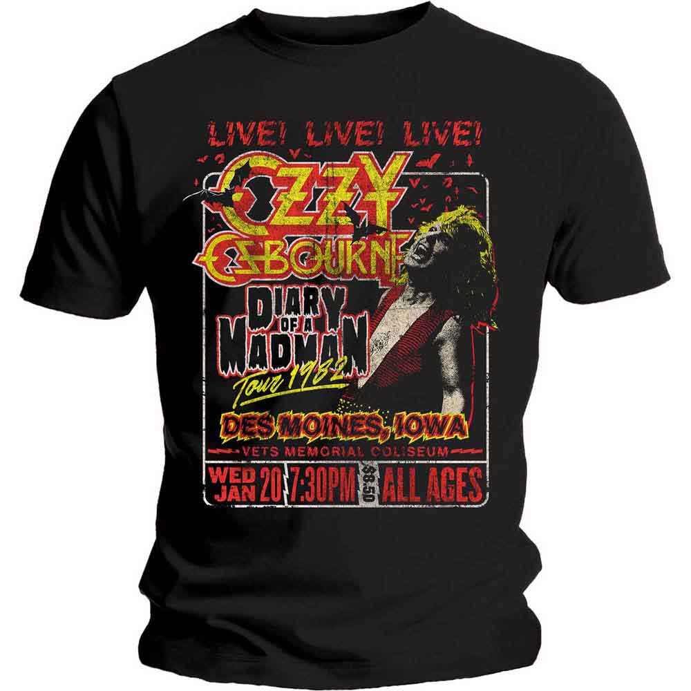 Ozzy Osbourne Diary of a Madman Tour Mens T Shirt Officially Licensed
