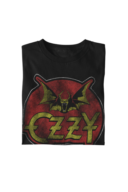 Ozzy Osbourne Flaming Bat Officially Licensed Mens T Shirt Black