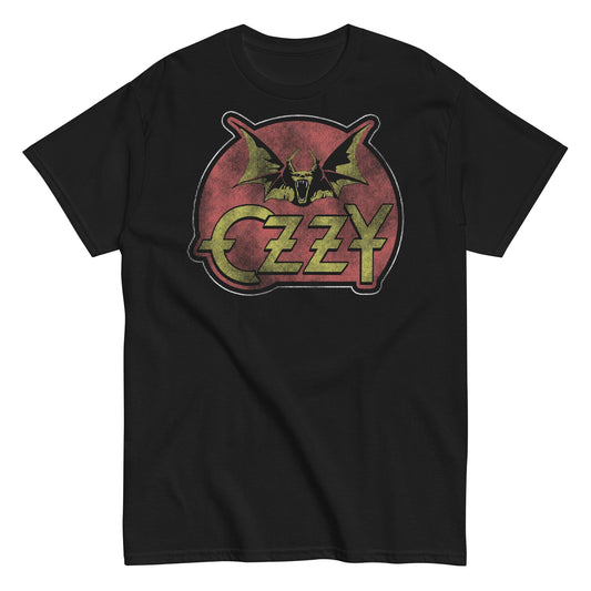 Ozzy Osbourne Flaming Bat Mens T Shirt Black