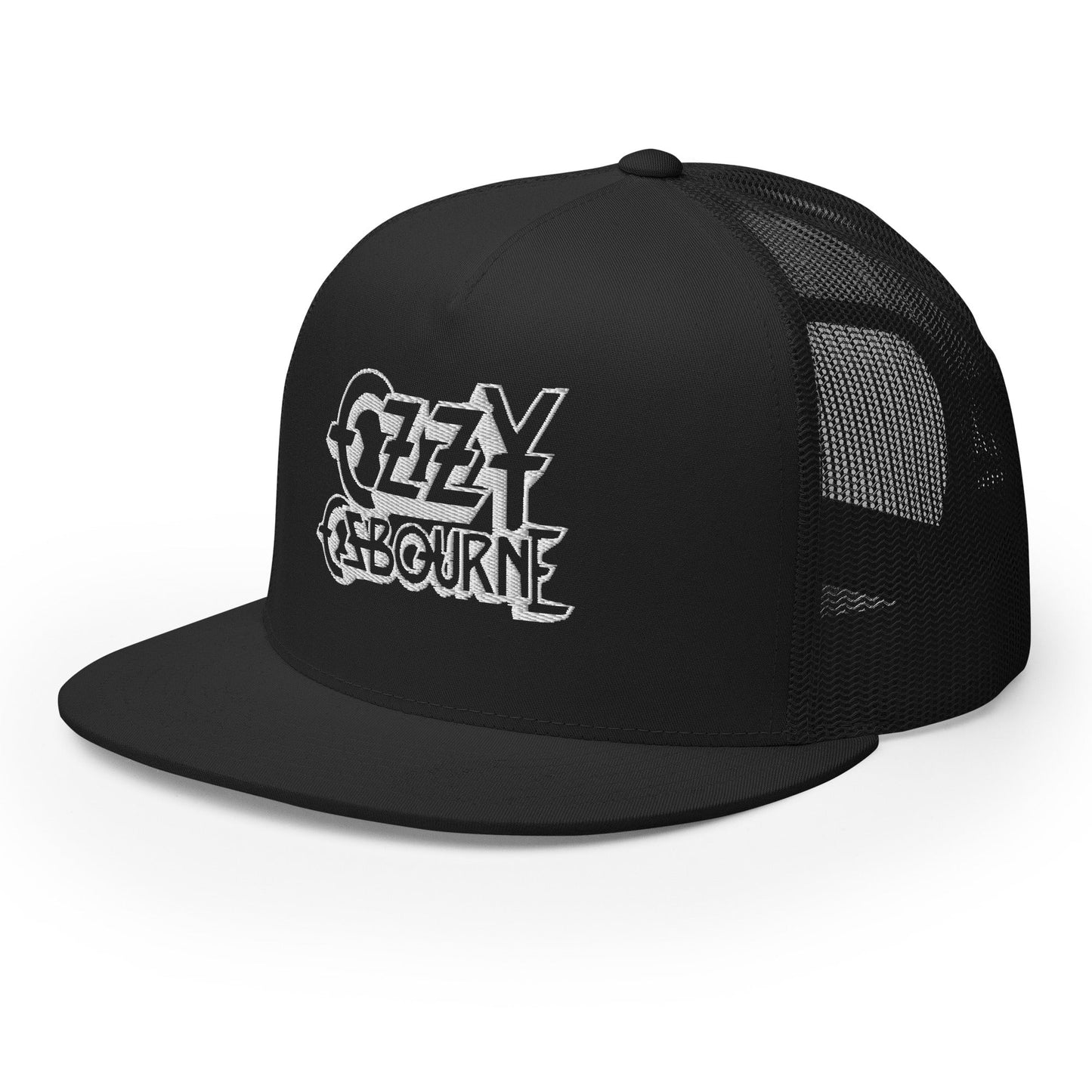 Ozzy Osbourne Flat Brim Snapback Trucker Hat Black