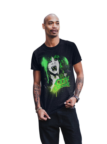 Ozzy Osbourne Green Screaming Mens T Shirt Black