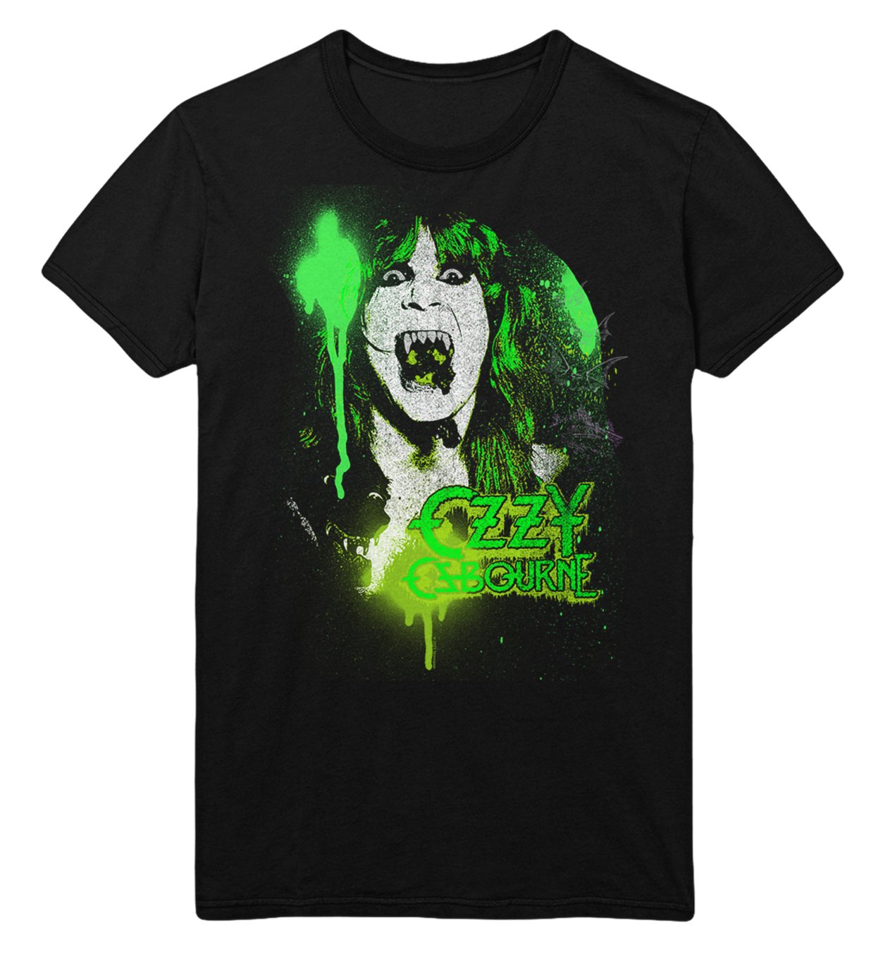 Ozzy Osbourne Green Screaming Mens T Shirt Black