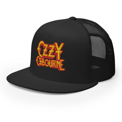 Ozzy Osbourne Logo Flat Brim Snapback Trucker Hat Black Officially Licensed
