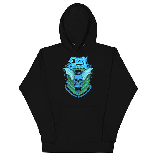 Ozzy Osbourne Neon Blue Bat Mens Classic Hoodie Black