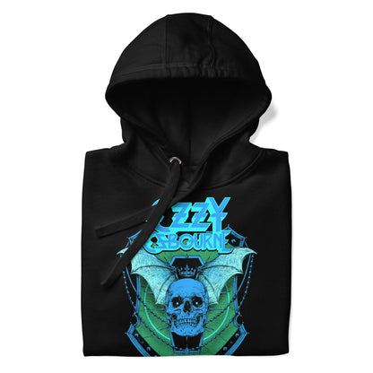 Ozzy Osbourne Neon Blue Bat Mens Classic Hoodie Black