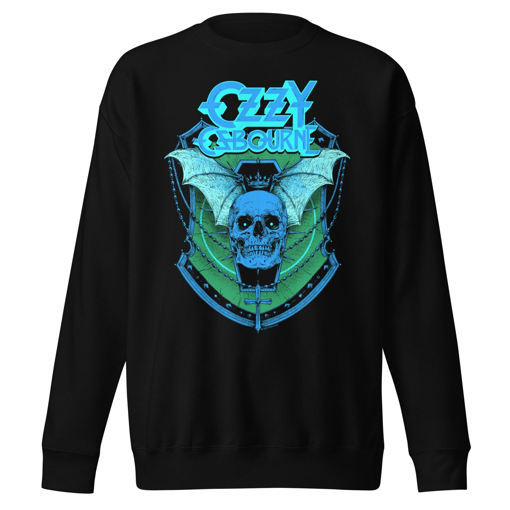 Ozzy Osbourne Neon Blue Bat Jumbo Print Mens Sweatshirt Black