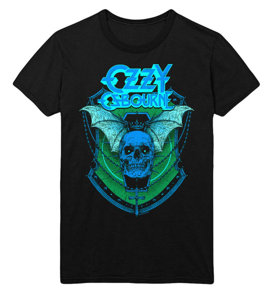 Ozzy Osbourne Neon Blue Bat Mens T Shirt Black