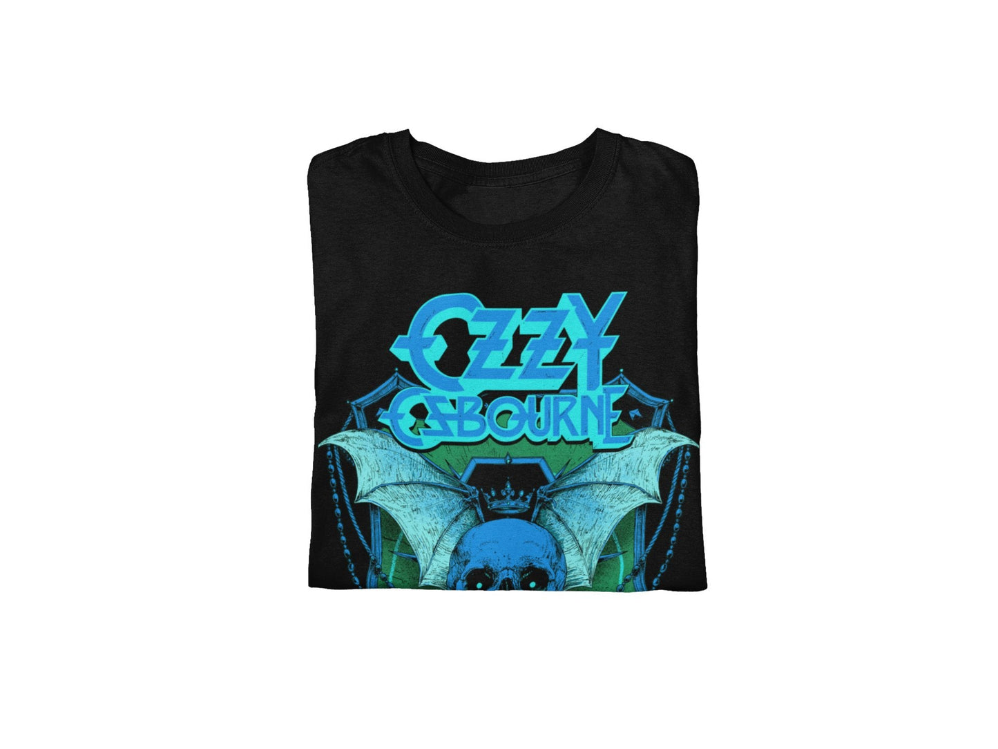 Ozzy Osbourne Neon Blue Bat Mens T Shirt Black