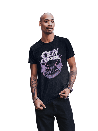 Ozzy Osbourne Purple Bat Officially Licensed Mens T Shirt Black
