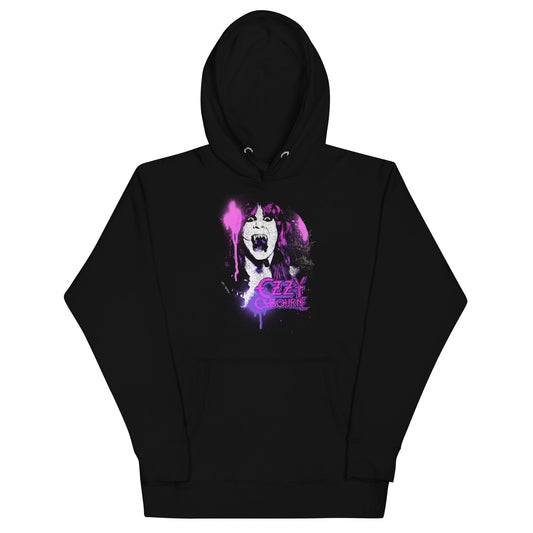 Ozzy Osbourne Purple Screaming Mens Classic Hoodie Black