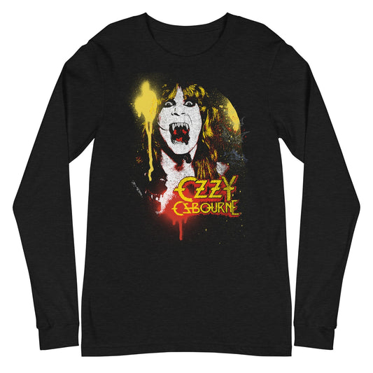 Ozzy Osbourne Screaming Mens Long Sleeve T Shirt Black