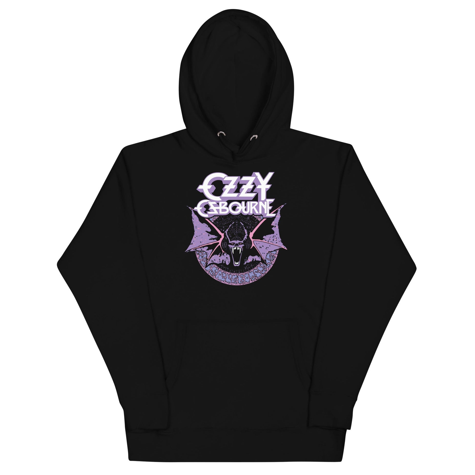 Ozzy Osbourne Purple Bat Mens Officially Licensed Hoodie Black