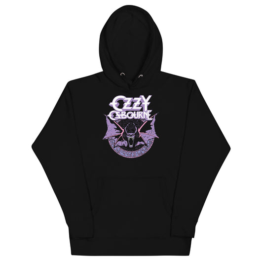 Ozzy Osbourne Purple Bat Mens Hoodie Black