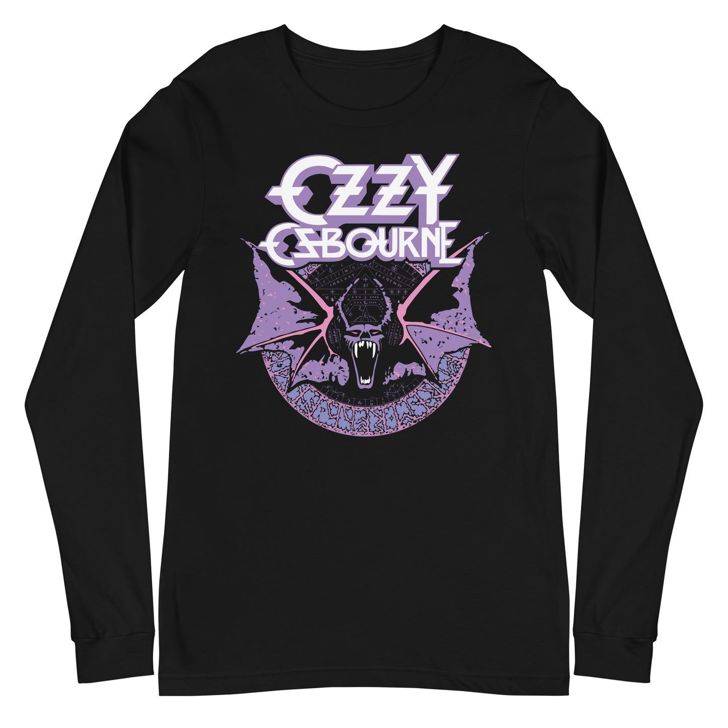 Ozzy Osbourne Purple Bat Mens Long Sleeve T Shirt Black