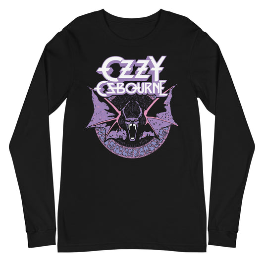 Ozzy Osbourne Purple Bat Mens Long Sleeve T Shirt Black