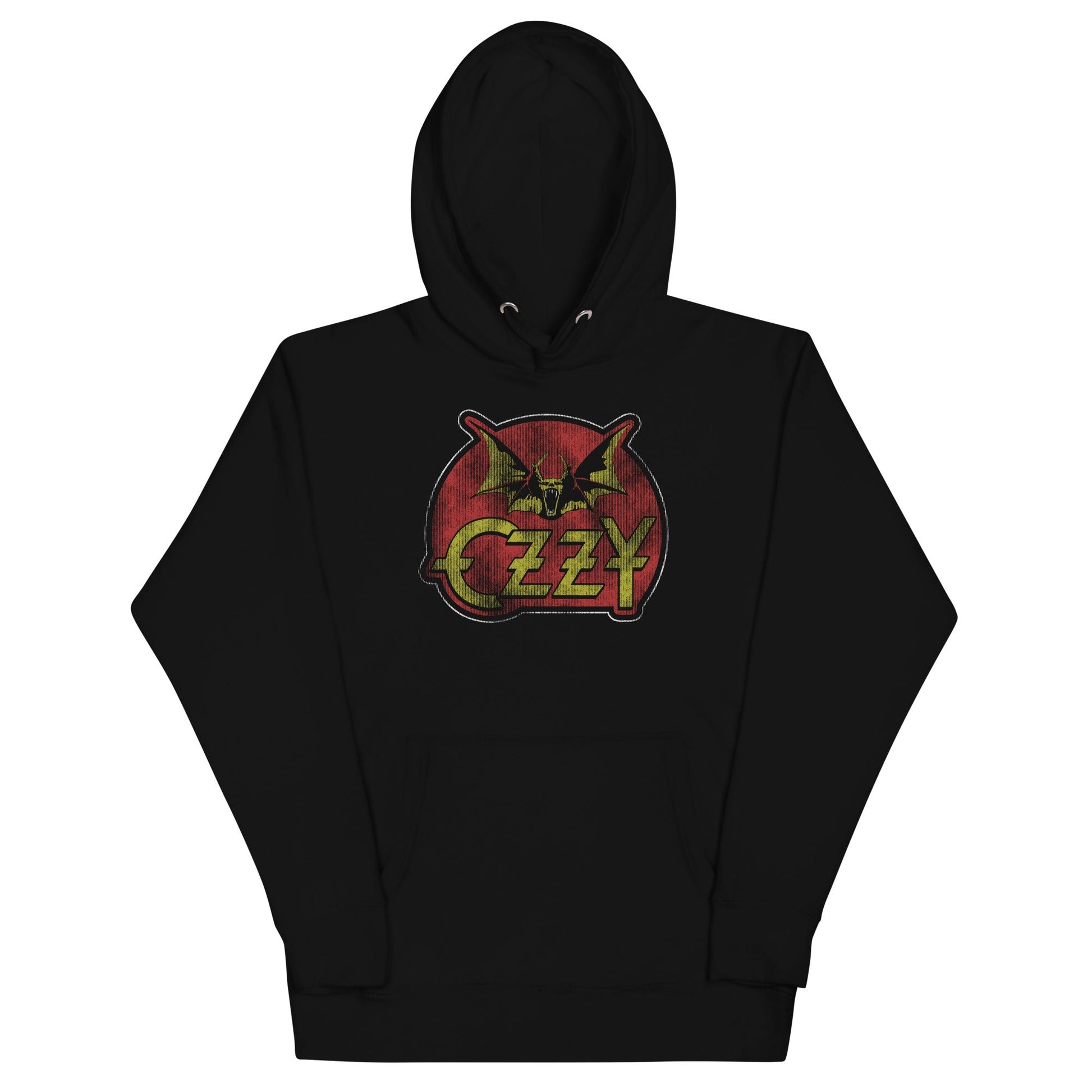 Ozzy Osbourne Flaming Bat Mens Officially Licensed Hoodie Black