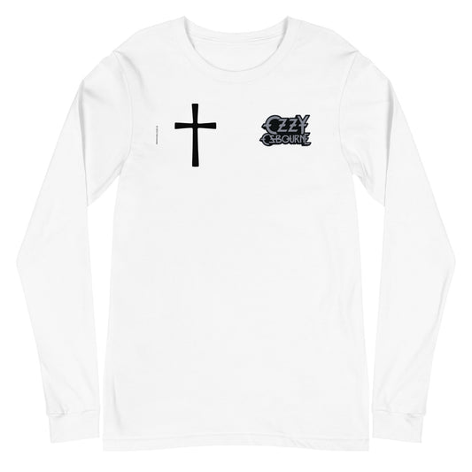 Ozzy Osbourne Cross Logo Mens Long Sleeve T Shirt White