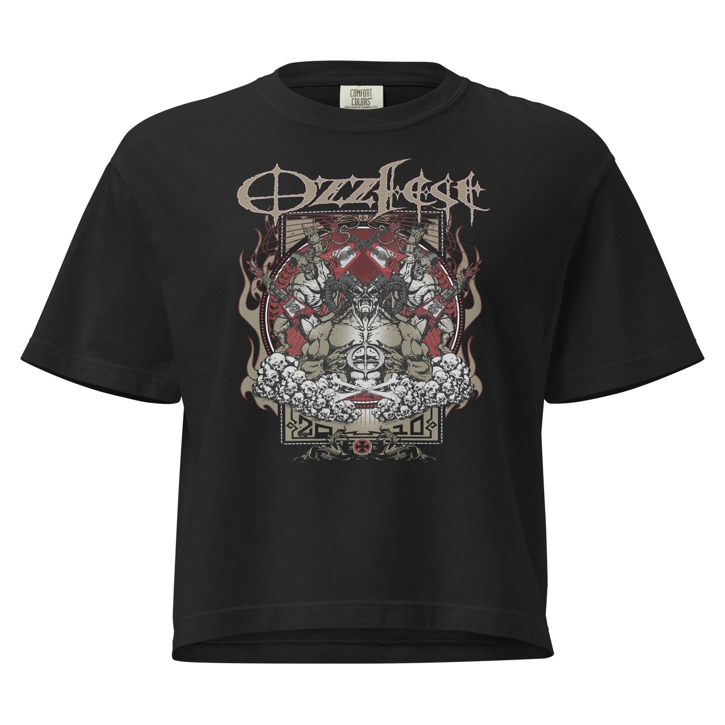 Ozzy Osbourne Vintage 2010 Ozzfest Mineral Wash Womens Crop Top Shirt