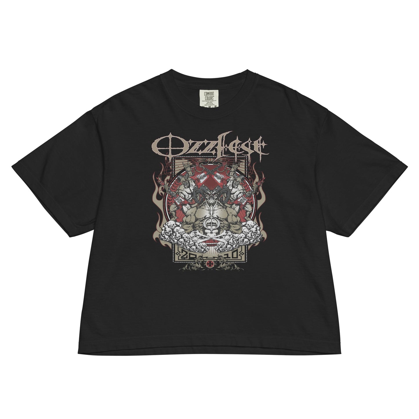 Ozzy Osbourne Vintage 2010 Ozzfest Mineral Wash Womens Crop Top Shirt
