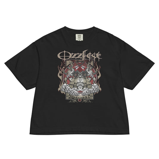 Ozzy Osbourne Vintage 2010 Ozzfest Mineral Wash Womens Crop Top Shirt