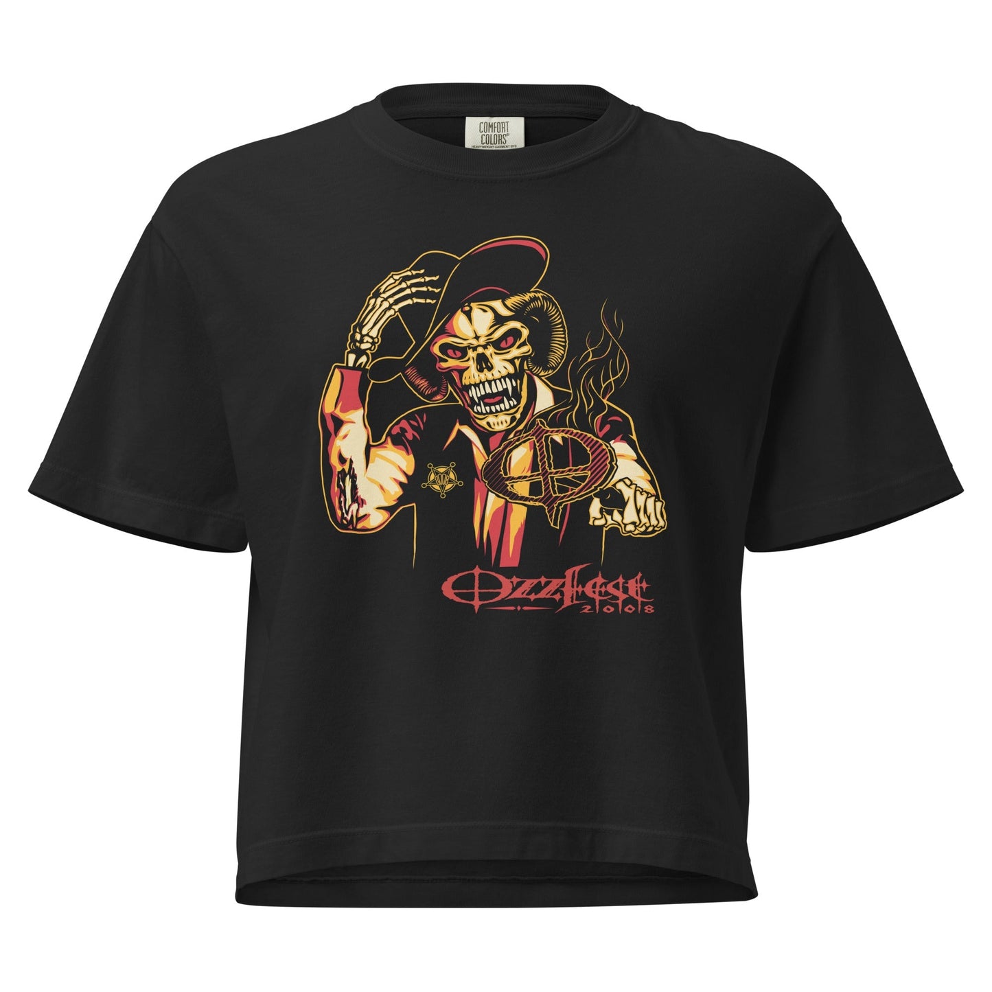 Ozzy Osbourne Vintage 2008 Ozzfest Mineral Wash Womens Crop Top Shirt