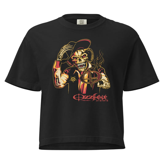 Ozzy Osbourne Vintage 2008 Ozzfest Mineral Wash Womens Crop Top Shirt
