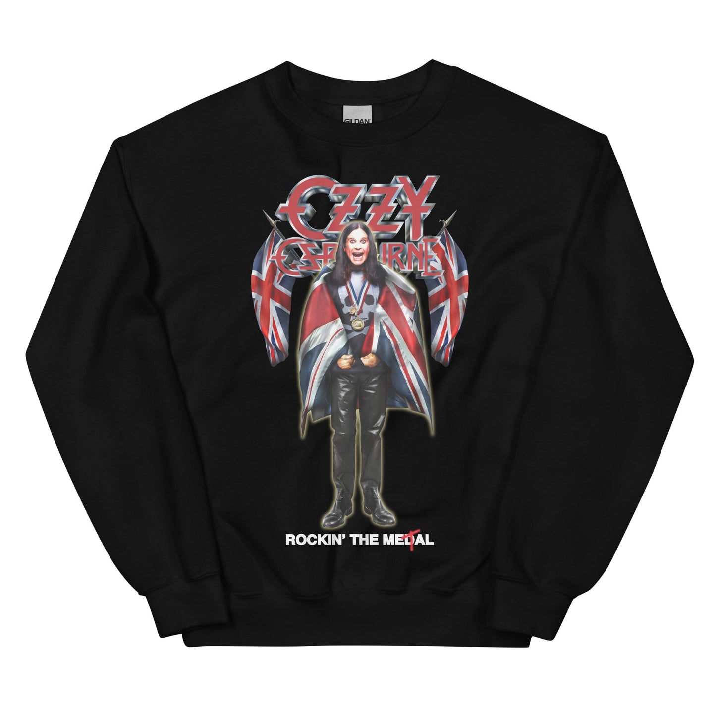 Ozzy Osbourne Rocking the Metal Officially Licensed Crewneck Sweatshirt Black