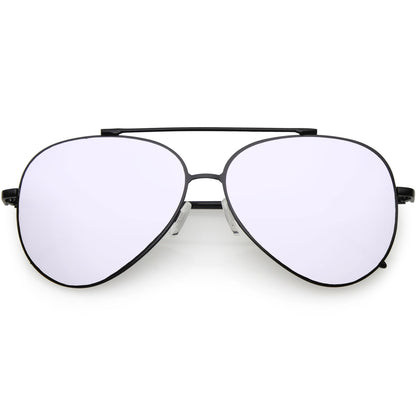 Retro Modern Mirrored Flat Lens Metal Aviator Sunglasses A318