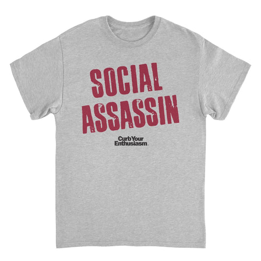 Curb Your Enthusiasm Social Assassin Mens T Shirt Sport Grey Officially Licensed