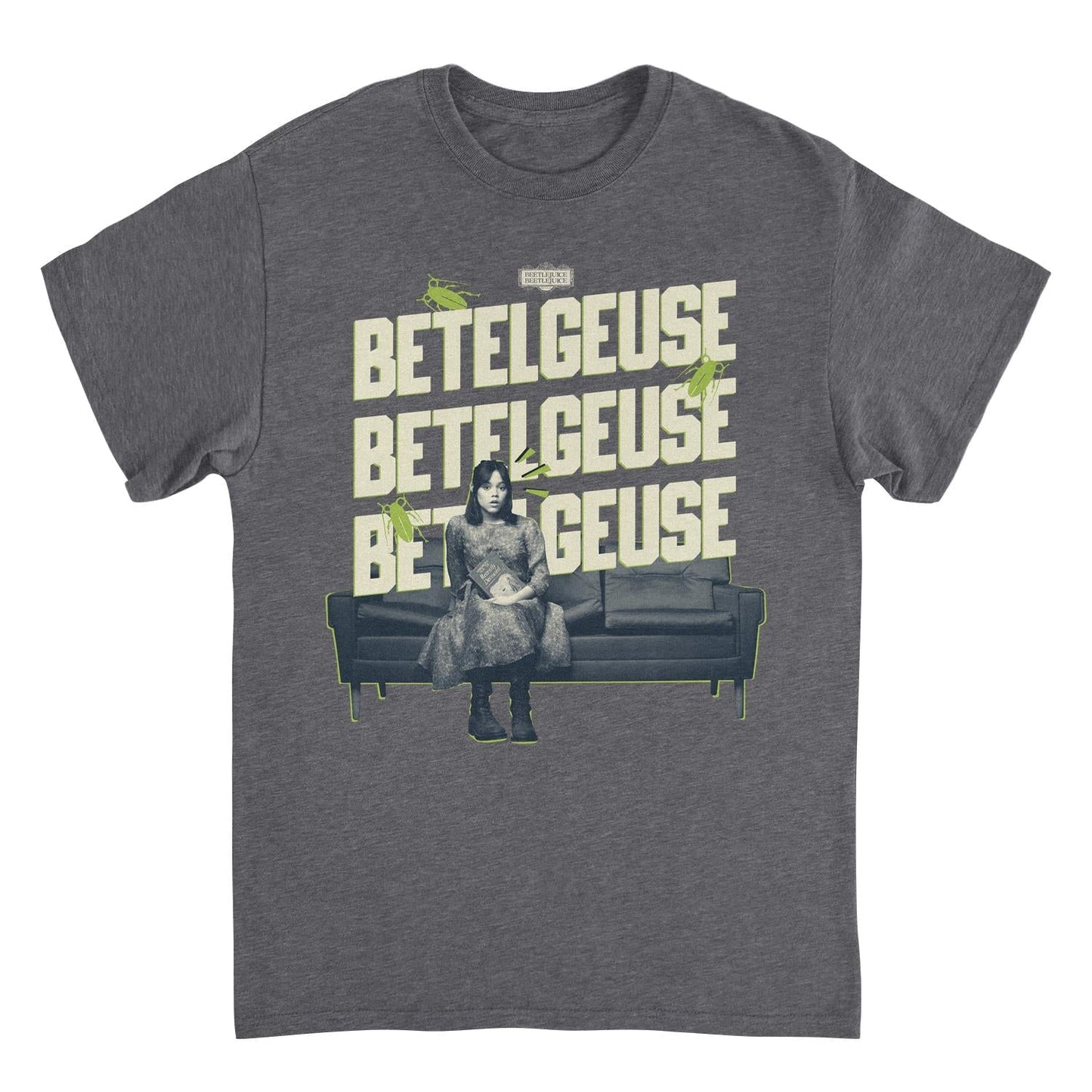 Beetlejuice Say It 3 Times Mens T Shirt Dark Heather Grey Officially Licensed