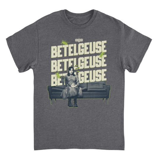 Beetlejuice Say It 3 Times Mens T Shirt Dark Heather Grey Officially Licensed