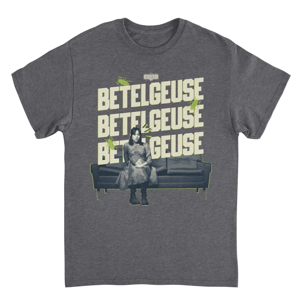 Beetlejuice Say It 3 Times Mens T Shirt Dark Heather Grey