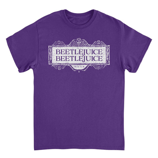 Beetlejuice Beetlejuice Beetlejuice Logo Mens T Shirt Purple Officially Licensed